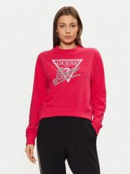 Guess Bluza W5RQ04 KB683 Czerwony Regular Fit. Czerwone bluzy damskie Guess, s, z aplikacjami, z syntetyku, bez kaptura. Za 219.99 zł.