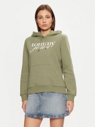 Tommy Jeans Bluza DW0DW20170 Zielony Regular Fit. Zielone bluzy damskie Tommy Jeans, s, bez wzorów, z bawełny, bez kaptura. Za 219.99 zł.