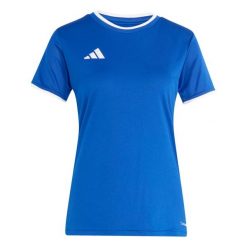 Koszulka damska adidas Entrada 26 Jersey. Niebieskie bluzki damskie Adidas, bez wzorów, z jersey, sportowe, bez kołnierzyka, bez ramiączek. Za 60.99 zł.