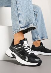 Czarne Streetwearowe Sneakersy ze Wstawkami z Siateczki Deylisse. Czarne obuwie sportowe damskie Renee, z jeansu, bez zapięcia, trekkingowe. Za 89.99 zł.