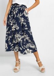 Spódnica maxi z miekkiej wiskozy z wygodnym ściągaczem w talii. Niebieskie spódnice damskie bonprix, bez wzorów, z wiskozy, maxi. Za 102.99 zł.