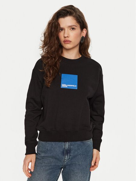 Karl Lagerfeld Jeans Bluza A1W20006 Czarny Regular Fit. Czarne bluzy damskie Karl Lagerfeld Jeans, l, bez wzorów, z bawełny, bez kaptura. Za 359.99 zł.