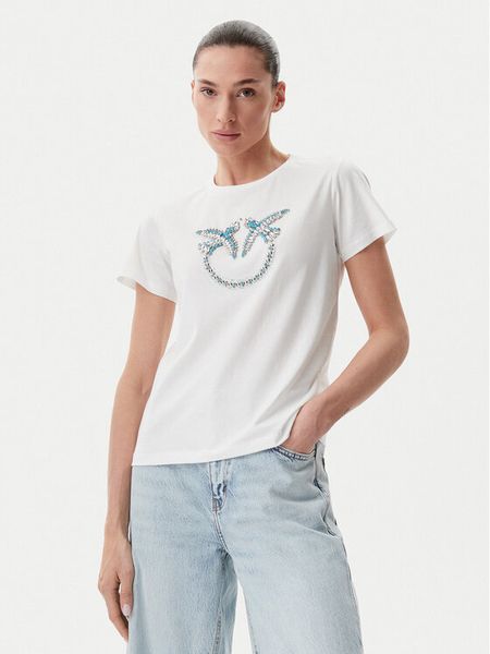 PINKO T-Shirt Quentin 100535 A2G7 Biały Regular Fit. Białe t-shirty damskie Pinko, xs, bez wzorów, z bawełny, bez kołnierzyka. Za 349.99 zł.