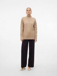Vero Moda Sweter "Gold" w kolorze beżowym rozmiar: XL. Brązowe swetry klasyczne damskie Vero Moda, xl, ze splotem, bez kołnierzyka. Za 79.21 zł.