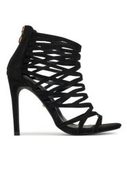 DeeZee Sandały YUCHR972-S-YD1 Czarny. Czarne sandały damskie DeeZee, bez wzorów, z materiału, bez obcasa, na szpilce, bez zapięcia. Za 159.99 zł.