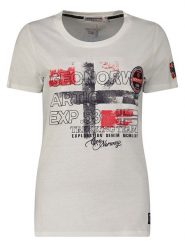 Geographical Norway Koszulka "Jarry" w kolorze białym rozmiar: S. Białe bluzki damskie Geographical Norway, s, bez wzorów, z bawełny, bez kołnierzyka, bez ramiączek. Za 43.88 zł.