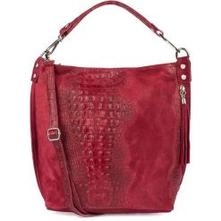 Shopperka skórzana wężowa BELTIMORE W10 bordowa. Czerwone shopper bag z aplikacjami, z materiału, małe, bez dodatków. Za 241.99 zł.