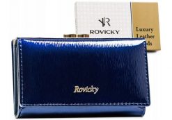Portfel skórzany Rovicky RH-23-1-SH niebieski. Niebieskie portfele damskie ROVICKY, bez wzorów, ze skóry. Za 95.99 zł.