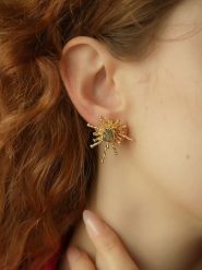 Pierres delicates Pozłacane kolczyki-wkrętki z prehnitami rozmiar: onesize. Żółte kolczyki damskie Pierres delicates, z prehnitem, pozłacane. Za 74.46 zł.