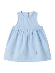 NAME IT Sukienka codzienna Derilla 13240054 Błękitny Regular Fit. Niebieskie sukienki dziewczęce Name it, bez wzorów, z bawełny, bez ramiączek, proste. Za 89.99 zł.