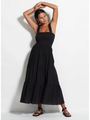 Seafolly Sukienka w kolorze czarnym rozmiar: L. Czarne sukienki damskie Seafolly, bez wzorów, z bawełny, bez ramiączek. Za 195.45 zł.