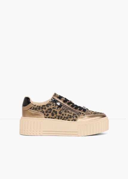Sneakersy marki Marco Tozzi w panterkę. Żółte obuwie sportowe casual damskie bonprix, bez zapięcia. Za 269.99 zł.