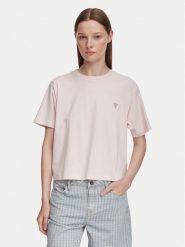 Guess Jeans T-Shirt W4YI05 K8HM0 Różowy jasny Boxy Fit. Czerwone t-shirty damskie Guess Jeans, m, z aplikacjami, z bawełny, bez kołnierzyka. Za 129.99 zł.
