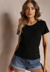 Czarny Bawełniany T-shirt Melinthe. Czarne t-shirty damskie Renee, l, bez wzorów, z bawełny, bez kołnierzyka. Za 24.99 zł.