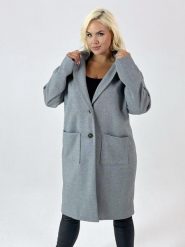 Szary klasyczny pudełkowy płaszcz Megan XXL OVERSIZE JESIEŃ. Szare płaszcze damskie Moda Size Plus Iwanek, na jesień, s, bez wzorów, z jeansu, bez kaptura. Za 399.90 zł.
