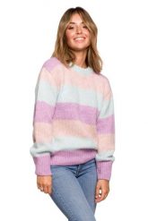 Ciepły Sweter w Bloki Kolorystyczne - Model 1. Swetry klasyczne damskie MOE, l, z materiału, bez kołnierzyka. Za 214.90 zł.