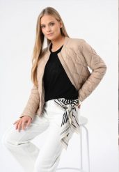 Krótka, pikowana kurtka J-MANOLA. Brązowe kurtki damskie Volcano, xxl, bez wzorów, z jeansu, bez kaptura. Za 249.99 zł.