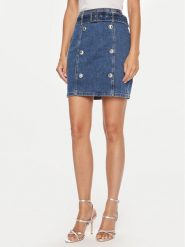 Guess Spódnica jeansowa W4YD0Q D55M0 Niebieski Regular Fit. Niebieskie spódnice damskie Guess, m, z aplikacjami, z bawełny. Za 239.99 zł.