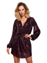 Made of emotion Sukienka w kolorze bordowo-fioletowym rozmiar: XL. Czerwone sukienki damskie Made Of Emotion, bez wzorów, bez ramiączek. Za 219.99 zł.