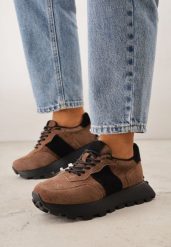 Ciemnobrązowe Sneakersy z Zamszu Naturalnego z Perforacją na Grubej Podeszwie Cezarisse. Brązowe obuwie sportowe damskie Born2be, z jeansu, bez zapięcia. Za 259.99 zł.