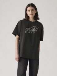Levi's Koszulka w kolorze czarnym rozmiar: M. Czarne bluzki damskie Levi's, m, bez wzorów, z bawełny, bez kołnierzyka, bez ramiączek. Za 78.84 zł.