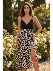 SOULSHAE Sukienka w kolorze czarno-beżowym rozmiar: XXL/3XL. Czarne sukienki damskie SOULSHAE, bez wzorów, bez ramiączek. Za 174.95 zł.