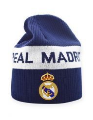 Czapka Real Madryt. Niebieskie czapki damskie REAL MADRID, na zimę, bez wzorów, z gumy. Za 99.00 zł.