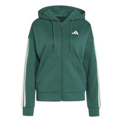 Bluza Adidas Sport W 3S Fl Fz Hd Damskie. Zielone bluzy damskie Adidas, l, bez wzorów, z bawełny, z kapturem. Za 335.99 zł.