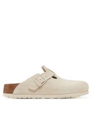 Birkenstock Klapki Boston zamsz 1027693 Biały. Białe klapki damskie Birkenstock, bez wzorów, ze skóry, bez obcasa, bez zapięcia. Za 649.99 zł.