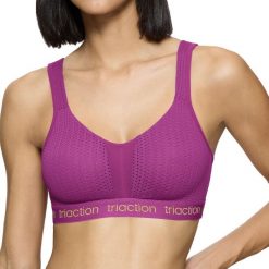 Biustonosz sportowy Energy Lite. Fioletowe biustonosze sportowe damskie TRIACTION, bez wzorów, z dżerseju. Za 238.00 zł.