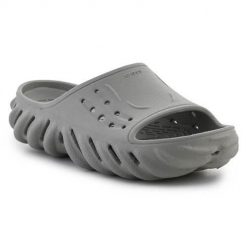 Klapki unisex Crocs Echo. Szare klapki damskie Crocs, bez wzorów, z materiału, bez obcasa, bez zapięcia. W wyprzedaży za 221.65 zł.
