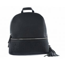 Czarny Stylowy Plecak Damski Big Star. Czarne plecaki Big Star Accessories, bez wzorów, ze skóry ekologicznej. Za 219.00 zł.
