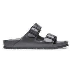 Birkenstock Arizona EVA Metallic Anthracite Klapki damskie. Szare klapki damskie Birkenstock, bez wzorów, z materiału, bez obcasa, bez zapięcia. Za 179.99 zł.