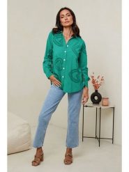 Le Monde du Lin Lniana bluzka w kolorze zielonym rozmiar: 38/40. Zielone bluzki damskie Le Monde du Lin, bez wzorów, ze lnu, bez kołnierzyka, bez ramiączek. Za 121.99 zł.