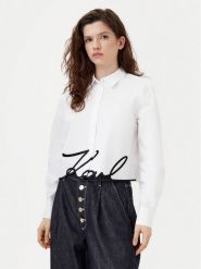 KARL LAGERFELD Koszula A1W11002 Biały Regular Fit. Białe koszule damskie KARL LAGERFELD, bez wzorów, z bawełny, bez kołnierzyka, bez ramiączek. Za 529.99 zł.