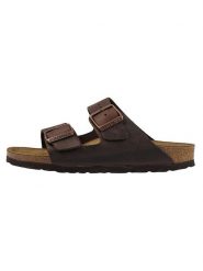 Birkenstock Skórzane klapki "Arizona" w kolorze brązowym rozmiar: 49. Brązowe klapki damskie Birkenstock, bez wzorów, bez obcasa, bez zapięcia. Za 294.28 zł.