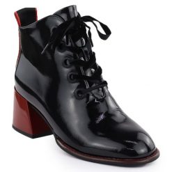 Botki damskie na obcasie lakierowane czarne Filippo DBT3110. Czarne botki damskie Filippo, z lakierowanej skóry, bez obcasa, na obcasie, bez zapięcia. Za 239.99 zł.