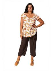 Aller Simplement Koszulka w kolorze biało-pomarańczowym rozmiar: 46/48. Białe bluzki damskie Aller Simplement, bez wzorów, z wiskozy, klasyczne, bez kołnierzyka, bez ramiączek. Za 56.99 zł.