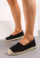 Czarne Espadryle na Podeszwie z Warkoczem z Juty z Ażurowymi Kwiatkami Riviara. Czarne espadryle damskie Born2be, z aplikacjami, bez obcasa. Za 99.99 zł.