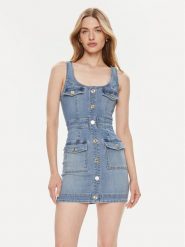 Elisabetta Franchi Sukienka jeansowa AJ-36S-41E2-002606 Niebieski Slim Fit. Niebieskie sukienki damskie Elisabetta Franchi, bez wzorów, z bawełny, bez ramiączek. Za 1,339.00 zł.