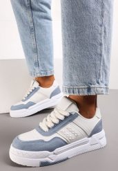 Niebieskie Sneakersy przed Kostkę na Grubej Podeszwie Miamor. Niebieskie obuwie sportowe damskie Renee, przed kostkę, bez zapięcia. Za 99.99 zł.