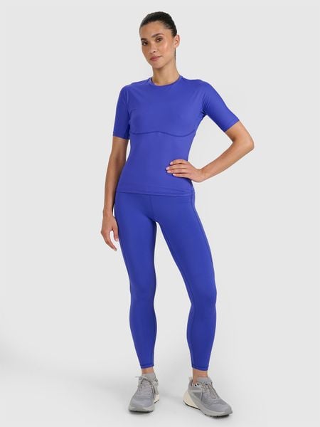 4F Legginsy treningowe szybkoschnące damskie - granatowe S. Niebieskie legginsy damskie 4F, l, bez wzorów, z dzianiny, z podwyższonym stanem, na fitness i siłownię. W wyprzedaży za 139.99 zł.