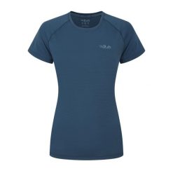 Koszulka sportowa damska Rab Women's Sonic Tee z krótkim rękawem. Niebieskie koszulki sportowe damskie RAB, l, bez wzorów, bez ramiączek. Za 159.99 zł.