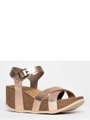 BACKSUN Sandały w kolorze różowozłotym na koturnie rozmiar: 42. Różowe sandały damskie Backsun, bez wzorów, z otwartym noskiem, bez obcasa, na koturnie, bez zapięcia. Za 152.99 zł.