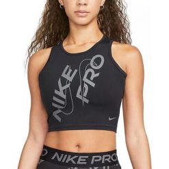 Koszulka Sportowa Damska Nike Pro Dri‑Fit. Czarne koszulki sportowe damskie Nike, bez wzorów, bez ramiączek, na fitness i siłownię, dri-fit (nike). Za 154.00 zł.