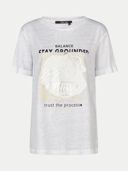 Marc Aurel T-Shirt 7551 7000 73730 Biały Regular Fit. Białe t-shirty damskie Marc Aurel, bez wzorów, ze lnu, bez kołnierzyka. Za 219.99 zł.