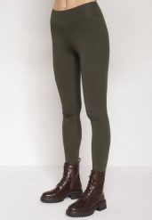 Ciemnozielone Klasyczne Legginsy z Regularnym Stanem Ralindia. Zielone legginsy damskie Born2be, l, bez wzorów, z jeansu. Za 39.99 zł.