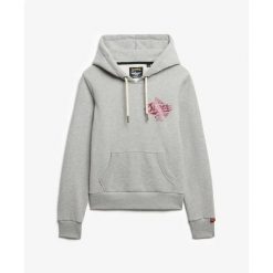 Damska metaliczna bluza z kapturem Superdry Athletic. Szare bluzy damskie Superdry, l, bez wzorów, z kapturem. Za 298.00 zł.