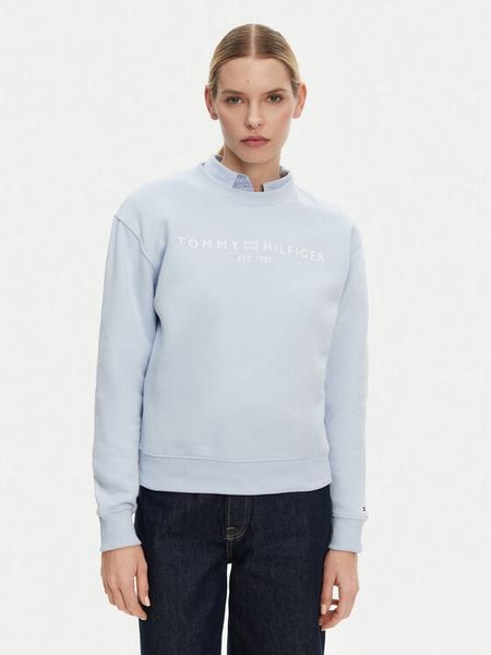 Tommy Hilfiger Bluza WW0WW39791 Błękitny Relaxed Fit. Niebieskie bluzy damskie Tommy Hilfiger, xl, bez wzorów, z syntetyku, bez kaptura. Za 309.99 zł.