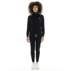 Bluza z bawełna z zamek błyskawiczny na co dzień. Czarne bluzy damskie LEONE 1947 APPAREL, bez wzorów, z bawełny, bez kaptura. W wyprzedaży za 191.51 zł.